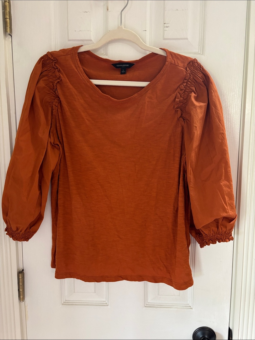 Banana Republic Rust Orange Puff-Sleeve Women's Top